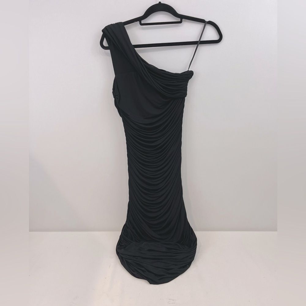 Bergdorf Goodman Elie Tahari Draped Black Dress One Shoulder Small
